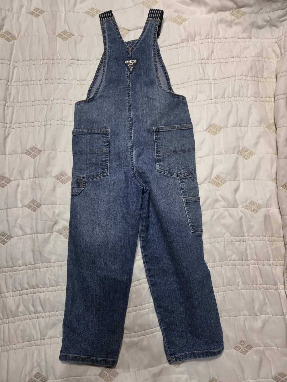 Oshkosh Overalls 5T Denim Jeans Blue Stretch Suspenders Bottoms Pockets Toddler